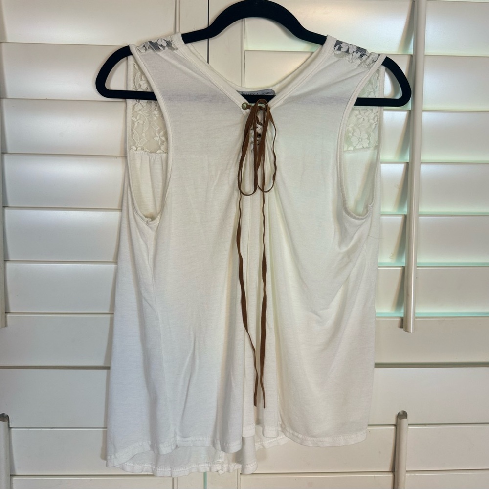 ✨5/$15 Ariana white lace lace-up tank top